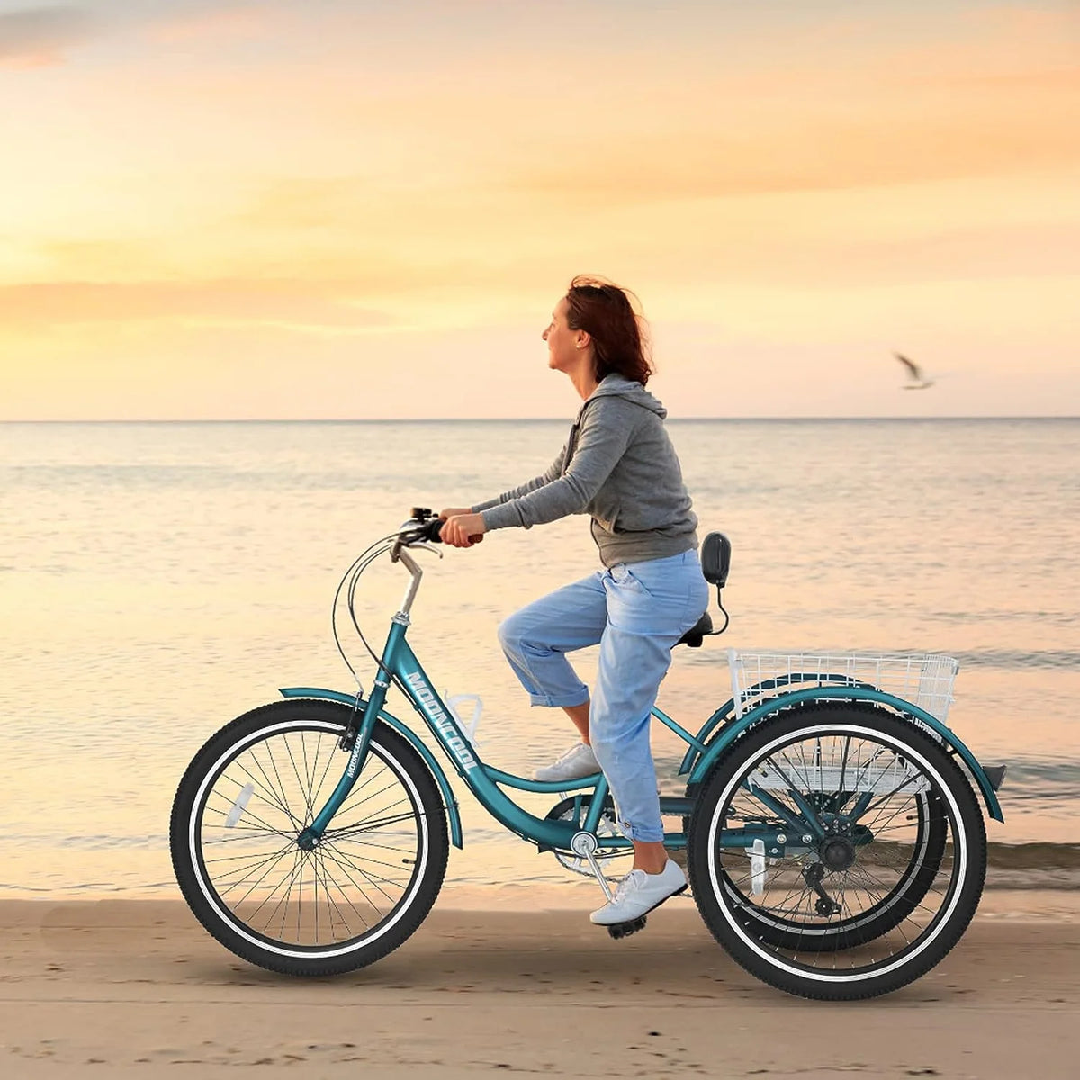 MOONCOOL Adult Tricycles with Rear Basket & Inflator, 24 26 in 7 Speed 3 Wheel Bikes, Three - Product image 97