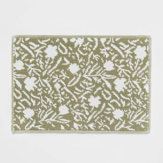 20"x30" Performance Plus Bath Mat Green Floral - Threshold - Product image 1