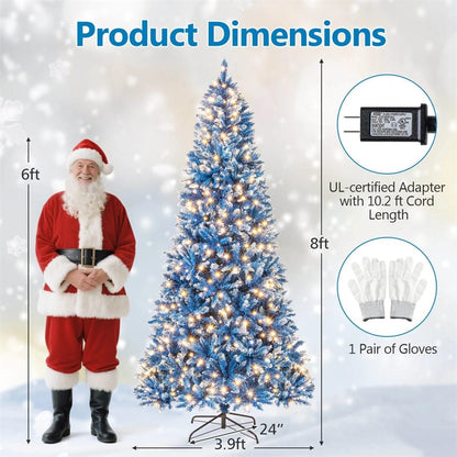 6/7/8/9 FT Pre-Lit Christmas Tree, Blue Hinged Xmas Tree with Frosted PVC Tips, Warm White LED Lights - Product image 29