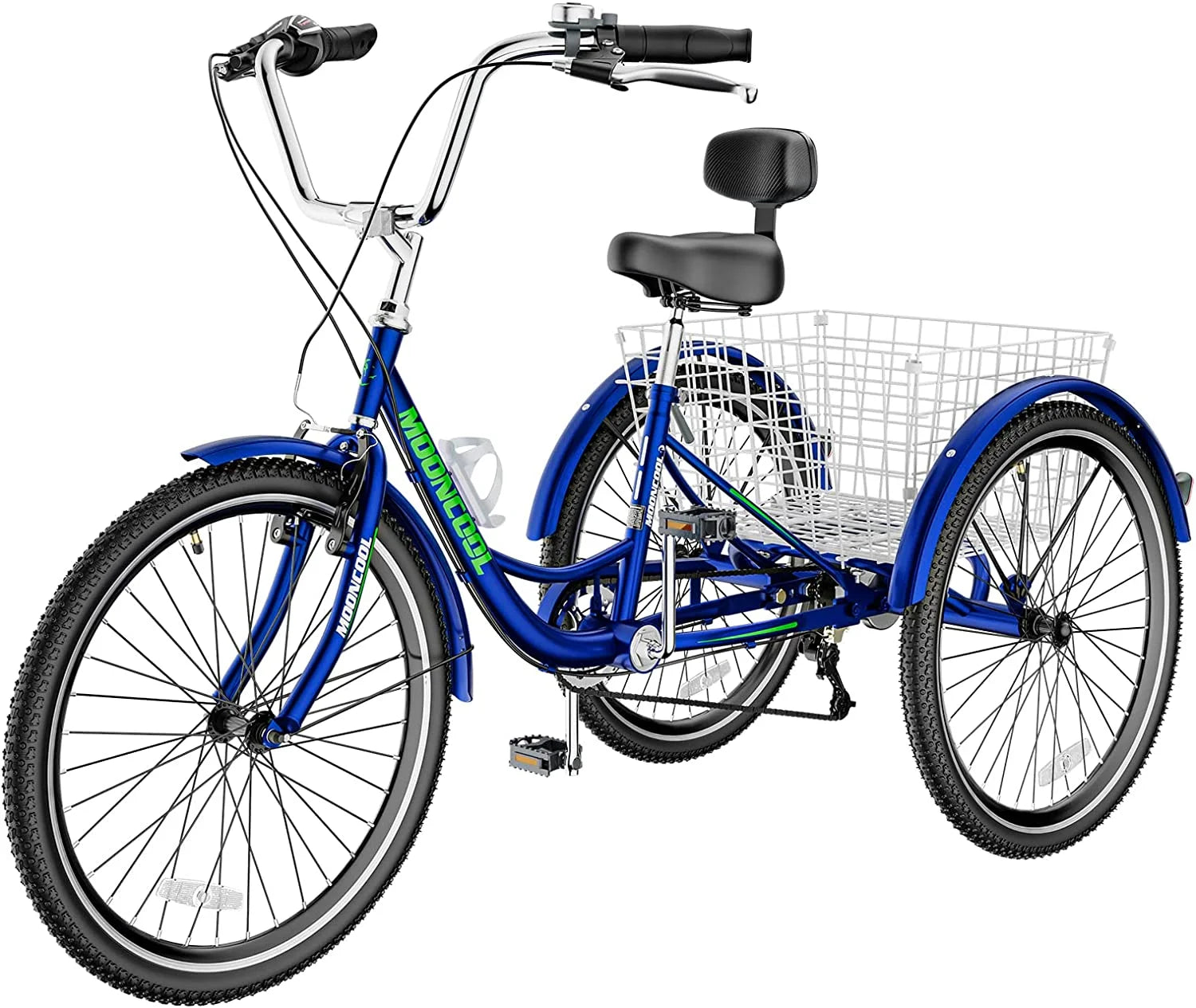 MOONCOOL Adult Tricycles with Rear Basket & Inflator, 24 26 in 7 Speed 3 Wheel Bikes, Three - Product image 85