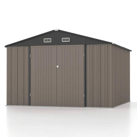 Patiowell 10 ft. W x 10 ft. D Size Upgrade Metal Storage Shed for Outdoor, Lockable Door in Brown (100 Sq - Product image 1