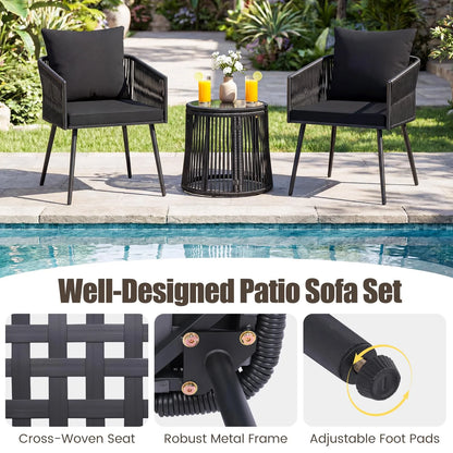 Tangkula 3 Pieces Patio Rattan Bistro Conversation Set - Product image 8