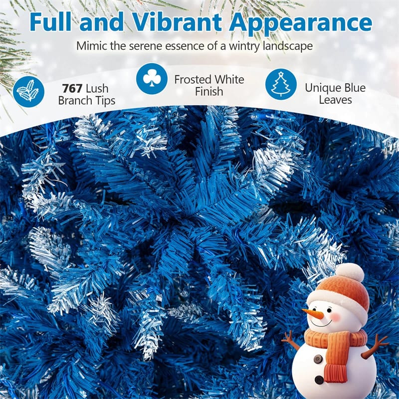 6/7/8/9 FT Pre-Lit Christmas Tree, Blue Hinged Xmas Tree with Frosted PVC Tips, Warm White LED Lights - Product image 13