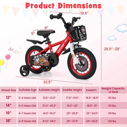 Costway 16" Kid'S Bike for 4 - 7 with Height - Adjustable Handlebar & Saddle Handbrake Blue - Product image 33