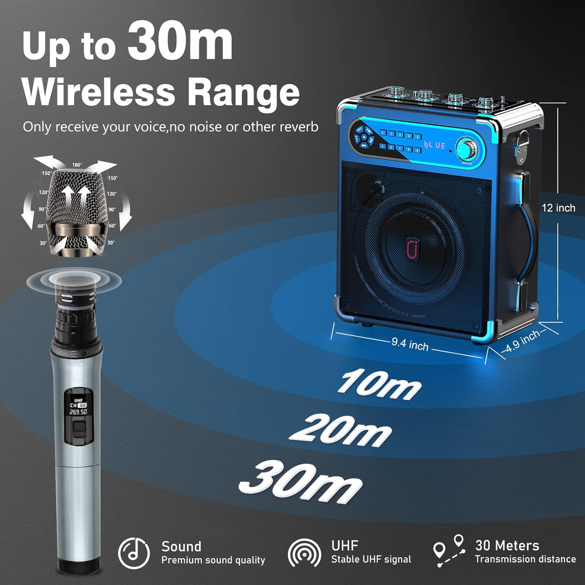 JYX Karaoke Machine, with 3 Wireless Microphones and DJ Lights, Bluetooth Speaker for Family Gatherings/Outdoor Camping/Beach Party