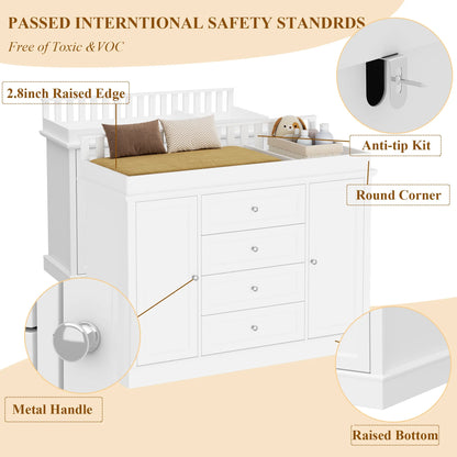 OXYLIFE 45" Baby Nursery Changing Table Dresser with 4 Drawers and Shelf for Nursery Room, White - Product image 49