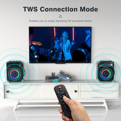 JYX Karaoke Machine, with 3 Wireless Microphones and DJ Lights, Bluetooth Speaker for Family Gatherings/Outdoor Camping/Beach Party