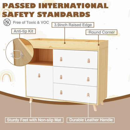 OXYLIFE 45" Baby Nursery Changing Table Dresser with 4 Drawers and Shelf for Nursery Room, White - Product image 88