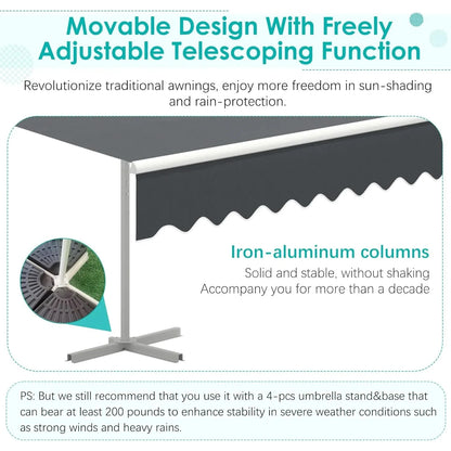 AECOJOY Free Standing Retractable Awning, 13'x10' Patio Awnings Outdoor Manual Sun Shade Shelter, Dark Grey - Product image 5