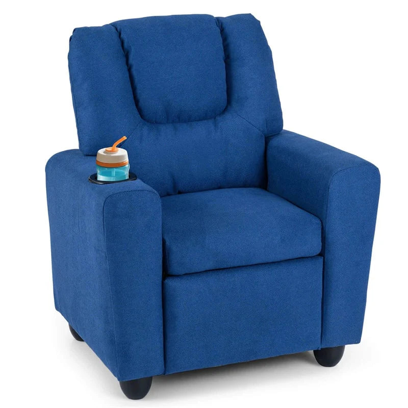 Kids Recliner Chair with Cup Holder & Side Pocket, Adjustable Toddler Lounge Sofa, Ergonomic Children Armchairs for Boys Girls Age 3+, 150lbs