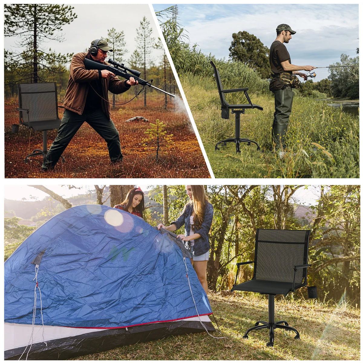 AECOJOY Hunting Swivel Chair, Adjustable Height, Foldable Backrest, Sturdy Frame for Long Hunts - Product image 6