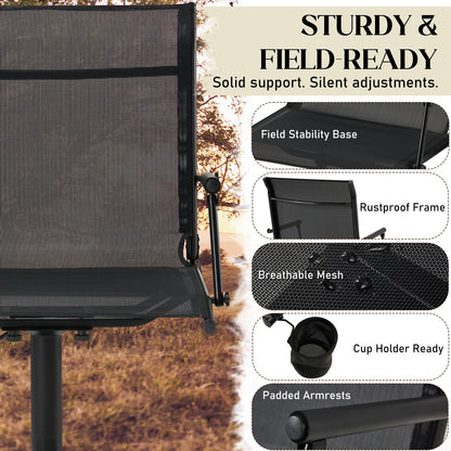 AECOJOY Hunting Swivel Chair, Adjustable Height, Foldable Backrest, Sturdy Frame for Long Hunts - Product image 5