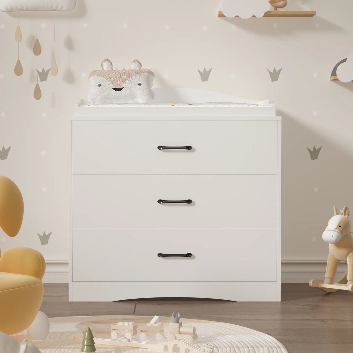 OXYLIFE 45" Baby Nursery Changing Table Dresser with 4 Drawers and Shelf for Nursery Room, White - Product image 31
