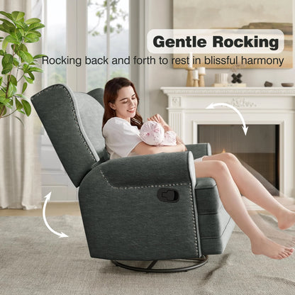 Royalcraft Swivel Nursery Glider Recliner, Comfy Upholstered Glider Chair with Lumbar Pillow and Footrest - Product image 18