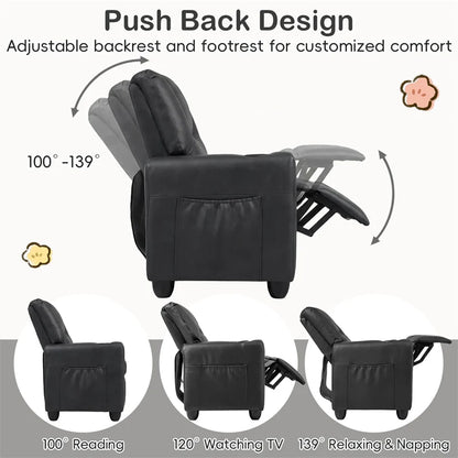 2-Seater Kids Recliner, PU Leather Reclining Loveseat with Cup Holders & 2 Side Storage Pockets - Product image 15