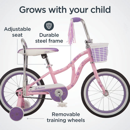 Schwinn Bloom 16 - In. Kid'S Bike with Training Wheels, Pink Child Bicycle