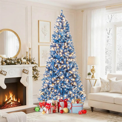 6/7/8/9 FT Pre-Lit Christmas Tree, Blue Hinged Xmas Tree with Frosted PVC Tips, Warm White LED Lights - Product image 34