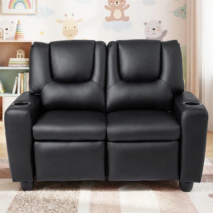 2-Seater Kids Recliner, PU Leather Reclining Loveseat with Cup Holders & 2 Side Storage Pockets - Product image 13