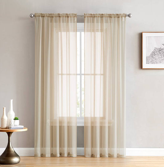 Thd Essentials Sheer Voile Window Treatment Rod Pocket Curtain Panels Bedroom, Kitchen, Living Room - Product image 1