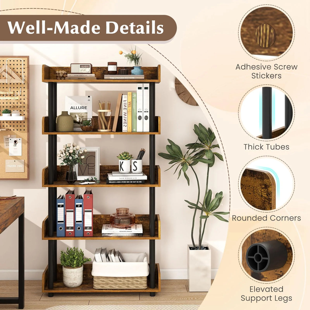 Tangkula 5-Tier Open Bookcase with Industrial Storage Unit - Product image 8