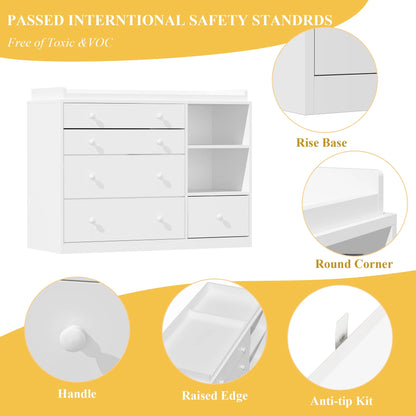 OXYLIFE 45" Baby Nursery Changing Table Dresser with 4 Drawers and Shelf for Nursery Room, White - Product image 94