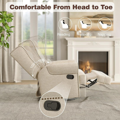 Royalcraft Swivel Nursery Glider Recliner, Comfy Upholstered Glider Chair with Lumbar Pillow and Footrest - Product image 8