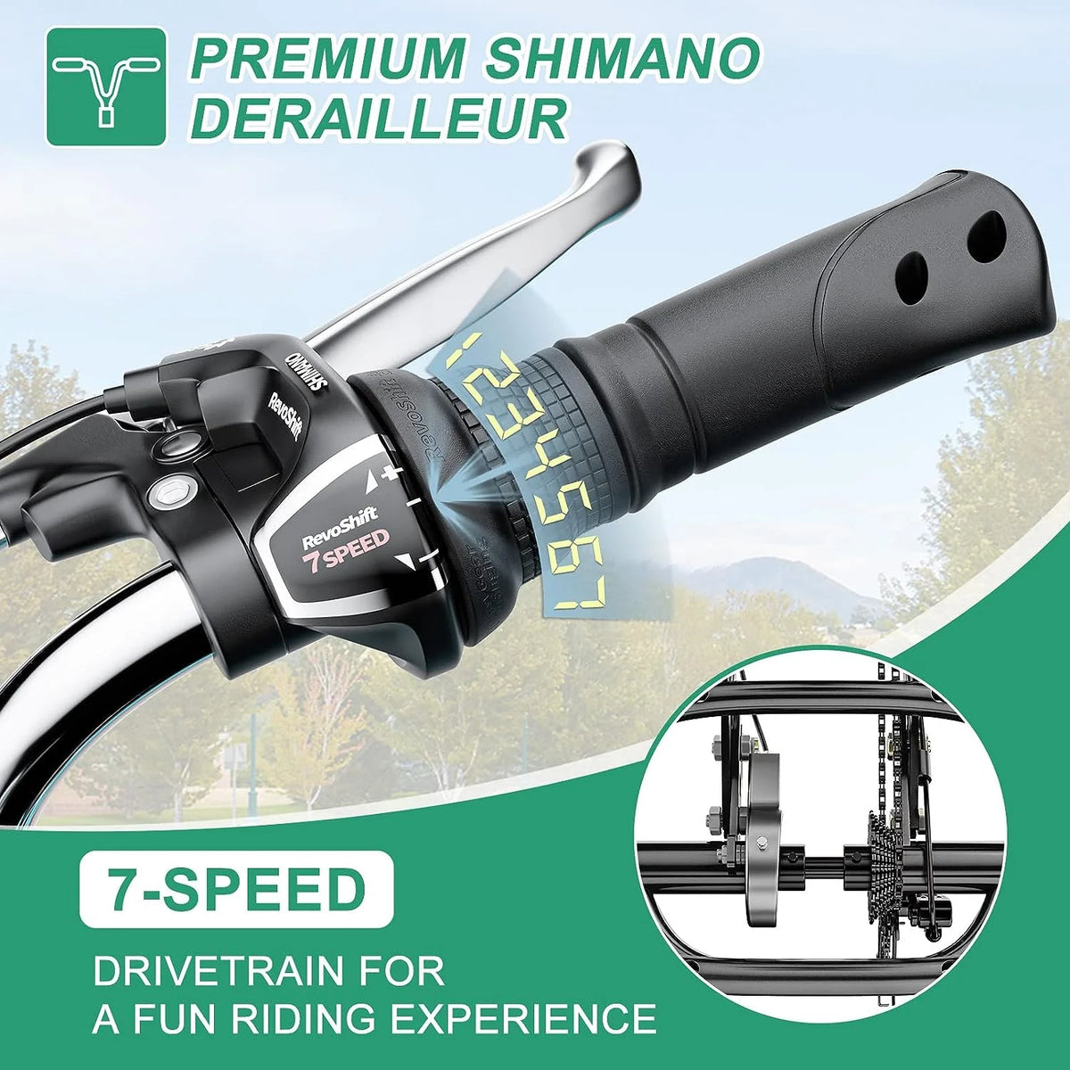 MOONCOOL Adult Tricycles with Rear Basket & Inflator, 24 26 in 7 Speed 3 Wheel Bikes, Three - Product image 50