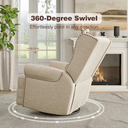 Royalcraft Swivel Nursery Glider Recliner, Comfy Upholstered Glider Chair with Lumbar Pillow and Footrest - Product image 6