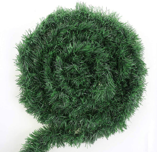 CCINEE 50 Feet Green Tinsel Garland Artificial Christmas Pine Decorative Garland Greenery Tinsel Stems Non-Lit Soft Twist Garland 12 inch x 2Inch for
