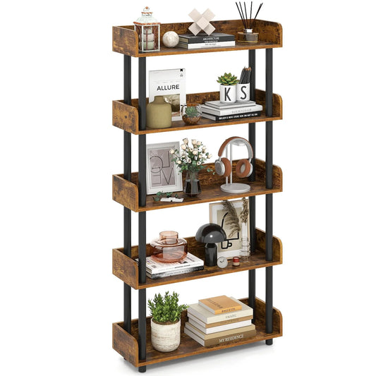 Tangkula 5-Tier Open Bookcase with Industrial Storage Unit - Product image 1