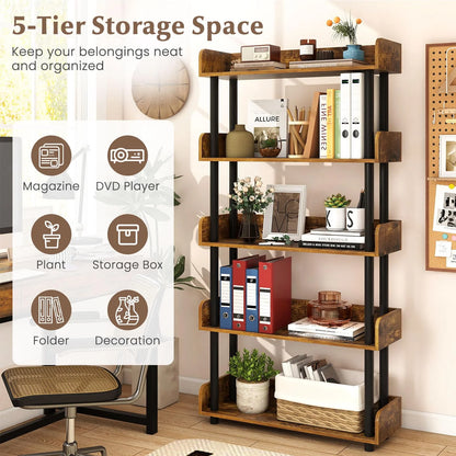 Tangkula 5-Tier Open Bookcase with Industrial Storage Unit - Product image 9
