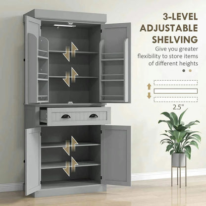 Spaco 17 - Tier Kitchen Small Pantry Cabinet with 2 Doors and 6 Adjustable Shelves, Cabinet Pantry - Product image 35
