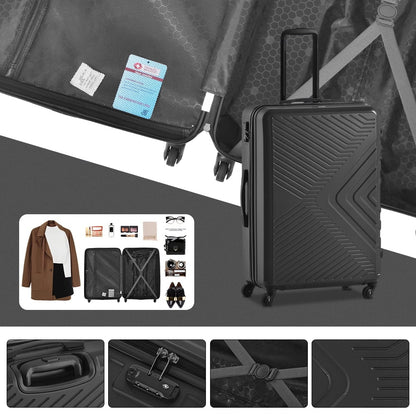 3 Piece Blue Luggage Travel Set, 20" 24" 28" Carry on Luggage with Spinner Wheels - Product image 15