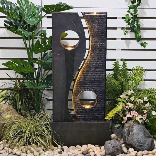 Water Feature Fountain Outdoor Garden Waterfall Faux Rust Finish with LED Lights for Patio Yard Pool Home - Product image 1