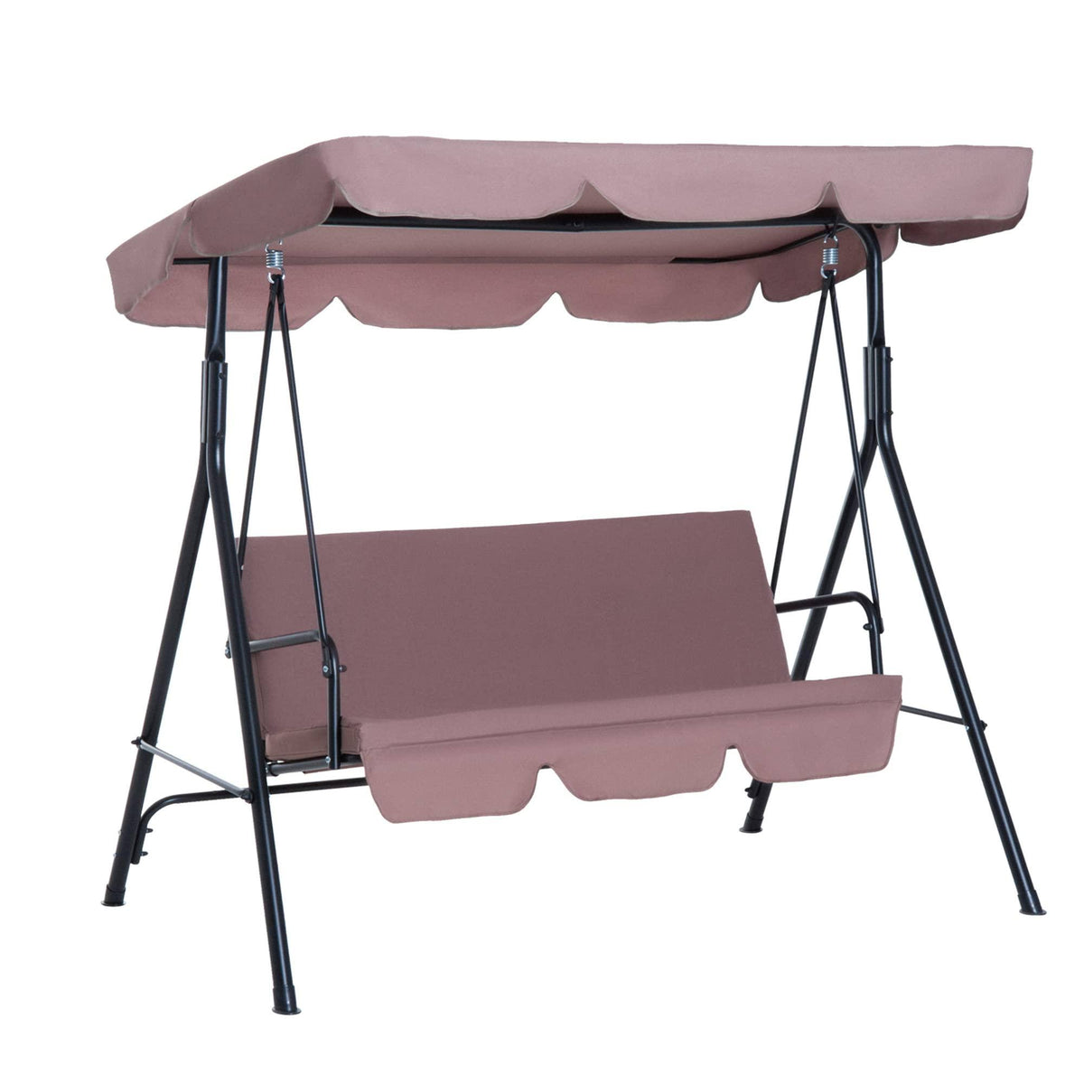 Outsunny Steel Outdoor Porch Swing Lounge Chair 3 Person with Top Canopy - Brown - Product image 1