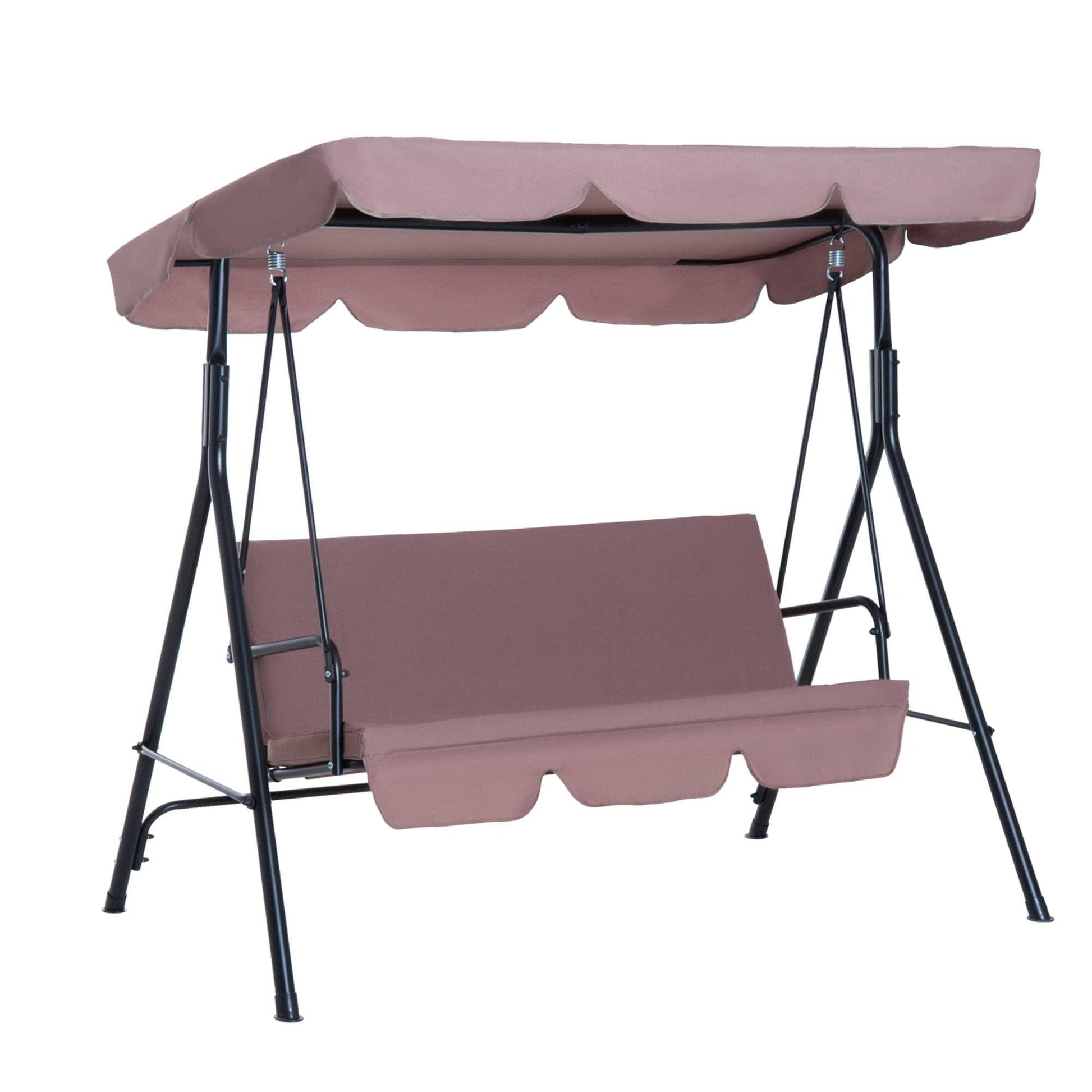 Outsunny Steel Outdoor Porch Swing Lounge Chair 3 Person with Top Canopy - Brown - Product image 1