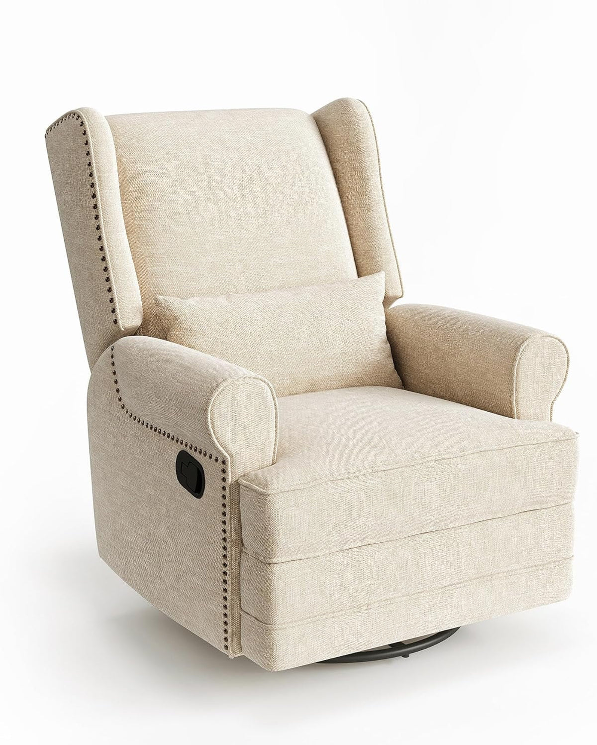 Royalcraft Swivel Nursery Glider Recliner, Comfy Upholstered Glider Chair with Lumbar Pillow and Footrest - Product image 4