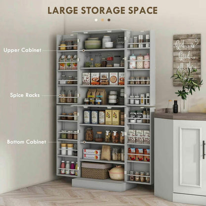 Spaco 17 - Tier Kitchen Small Pantry Cabinet with 2 Doors and 6 Adjustable Shelves, Cabinet Pantry - Product image 69