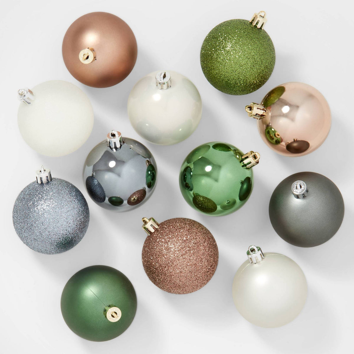 50ct Shatter-Resistant Round Christmas Tree Ornament Set Gold/Gray/Green - Wondershop - Product image 1