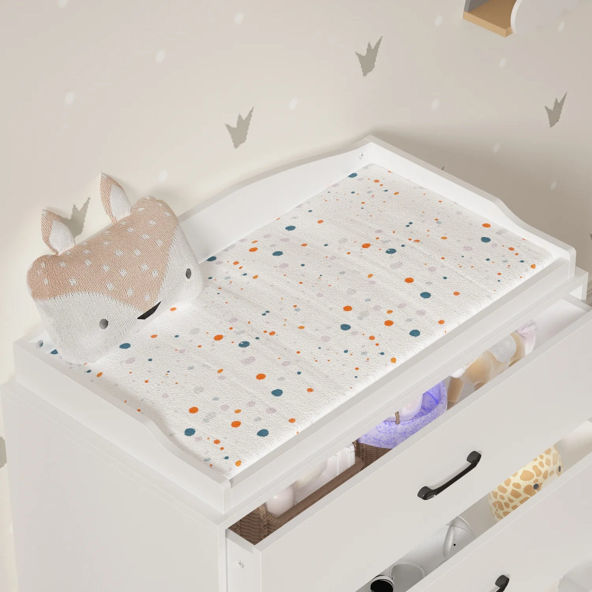 OXYLIFE 45" Baby Nursery Changing Table Dresser with 4 Drawers and Shelf for Nursery Room, White - Product image 32