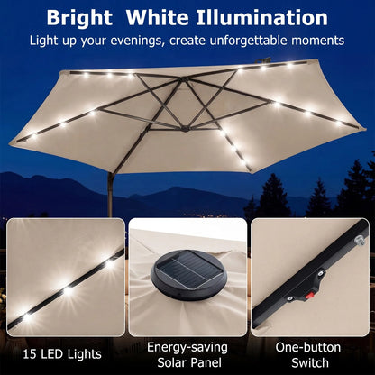 Tangkula 10ft Patio Offset Cantilever Outdoor Umbrella with LED Lights - Product image 4