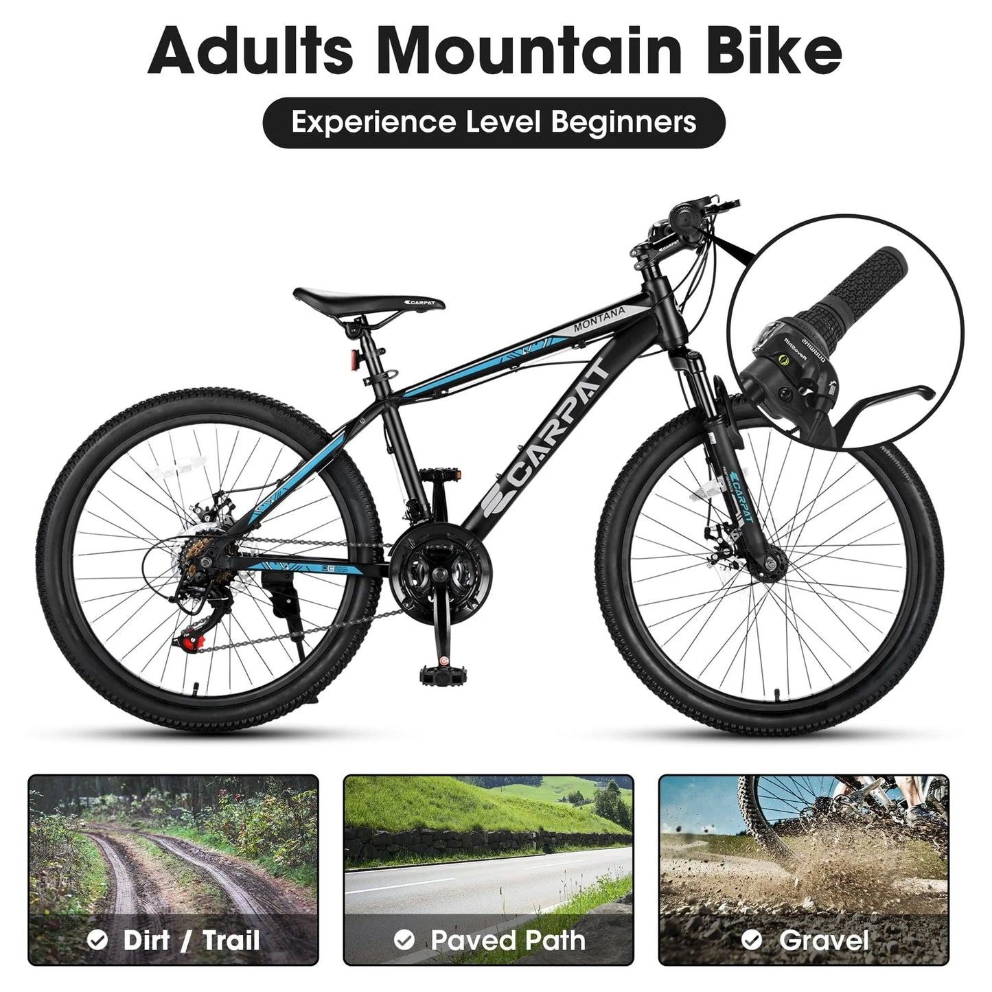 26" Mountain Bike, Aluminum Mountain Bike for Adult with Disc Brakes & Suspension - Product image 4