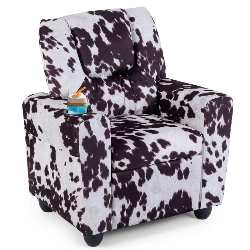 Kids Recliner Chair with Cup Holder & Side Pocket, Adjustable Toddler Lounge Sofa, Ergonomic Children Armchairs for Boys Girls Age 3+, 150lbs