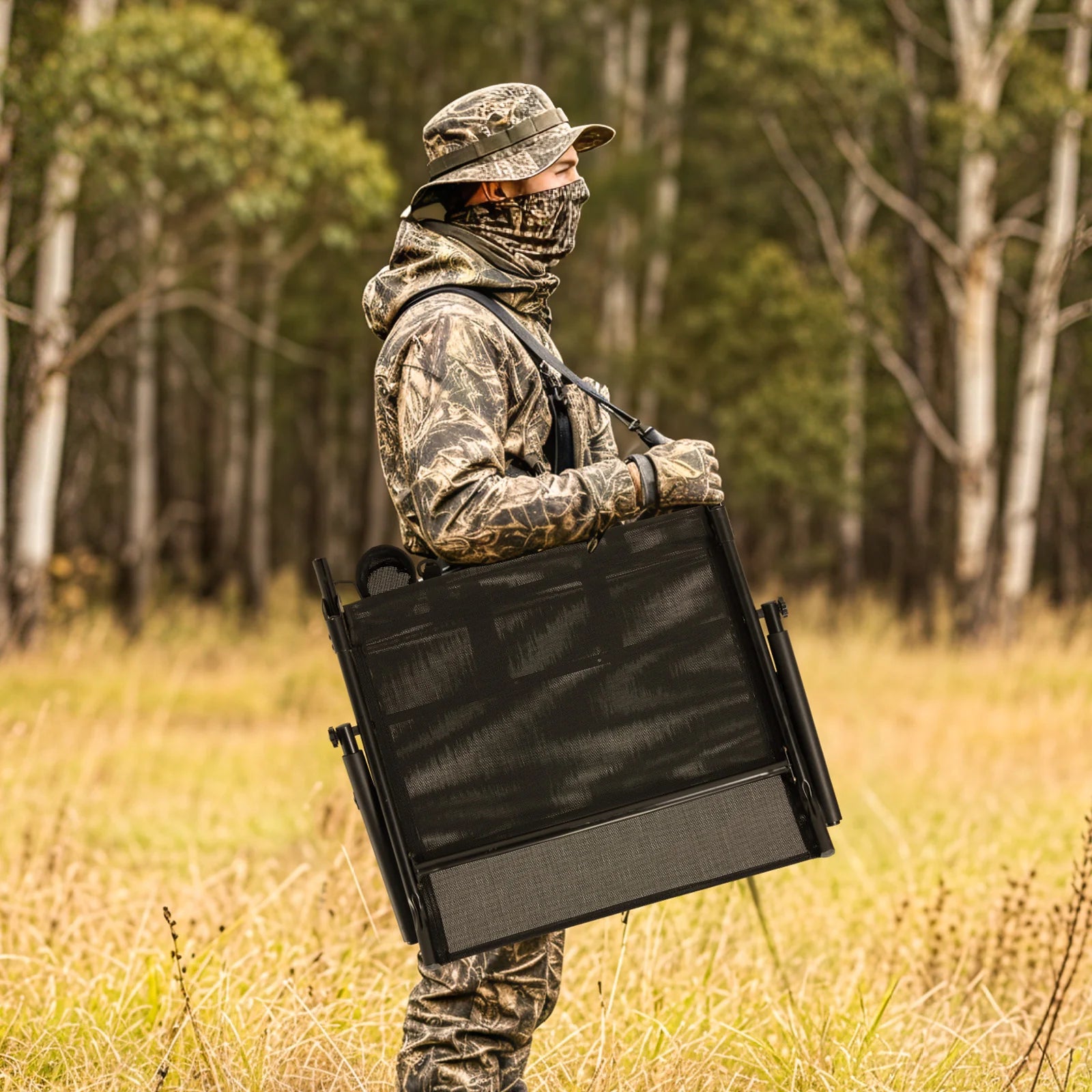 AECOJOY Hunting Swivel Chair, Adjustable Height, Foldable Backrest, Sturdy Frame for Long Hunts - Product image 2