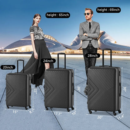 3 Piece Blue Luggage Travel Set, 20" 24" 28" Carry on Luggage with Spinner Wheels - Product image 17