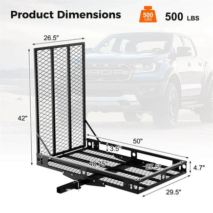 500 LBS Hitch Mount Cargo Carrier with Foldable Ramp, Heavy-Duty Mobility Scooter Wheelchair Carrier for - Product image 4