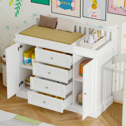 OXYLIFE 45" Baby Nursery Changing Table Dresser with 4 Drawers and Shelf for Nursery Room, White - Product image 47