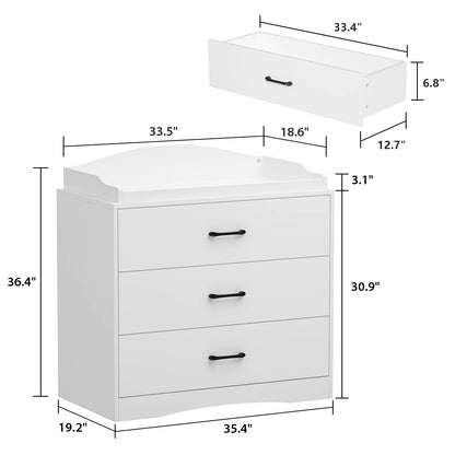 OXYLIFE 45" Baby Nursery Changing Table Dresser with 4 Drawers and Shelf for Nursery Room, White - Product image 36