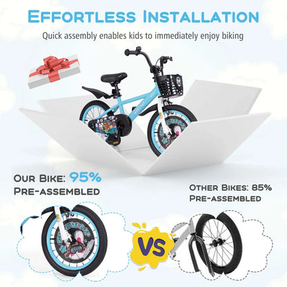 Costway 16" Kid'S Bike for 4 - 7 with Height - Adjustable Handlebar & Saddle Handbrake Blue - Product image 11
