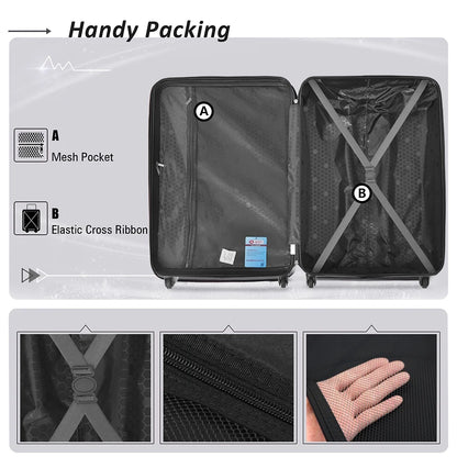 3 Piece Blue Luggage Travel Set, 20" 24" 28" Carry on Luggage with Spinner Wheels - Product image 16
